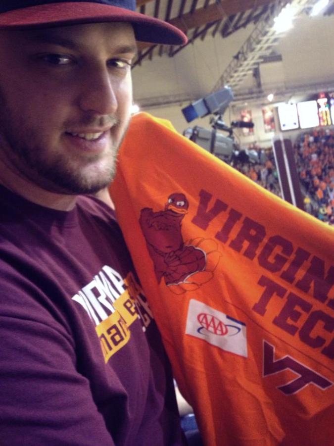 20130130 Virginia Tech vs Miami caught a t shirt